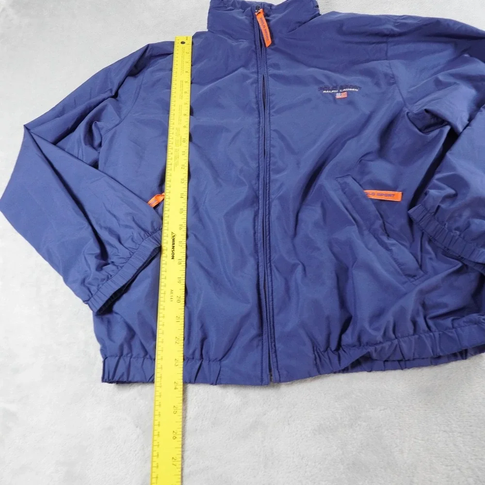 Polo Sport Ralph Lauren Jacket Mens L Blue Windbreaker Hooded Lightweight Vtg 90